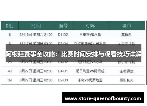 阿根廷赛事全攻略：比赛时间安排与观看技巧详解